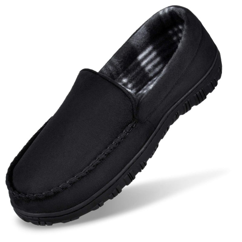 MIXIN Slippers for Men House Shoes Moccasin with Comfortable Memory Foam Indoor Outdoor black 10 - Image 1